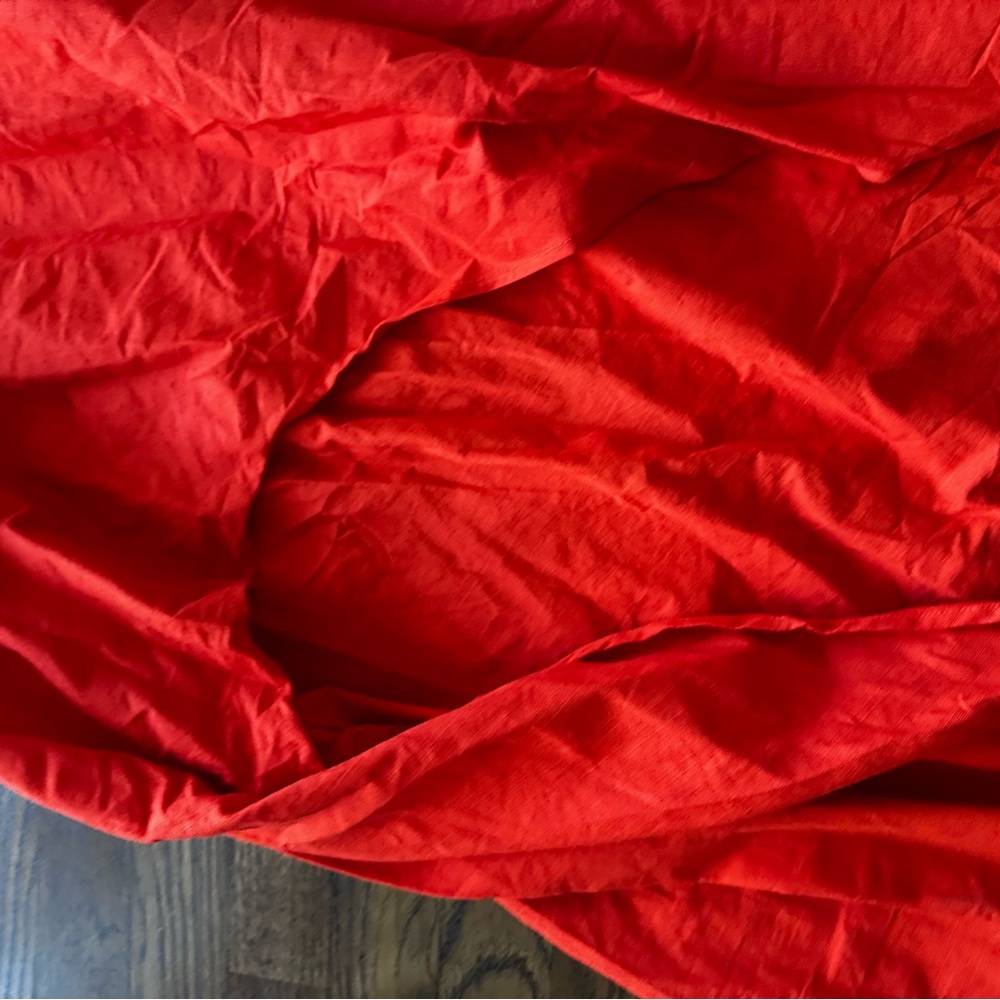 NWT Lulu's Cotton Sunny Persuasion Red Linen Cutout One-Shoulder Midi Dress XL - Picture 5 of 16